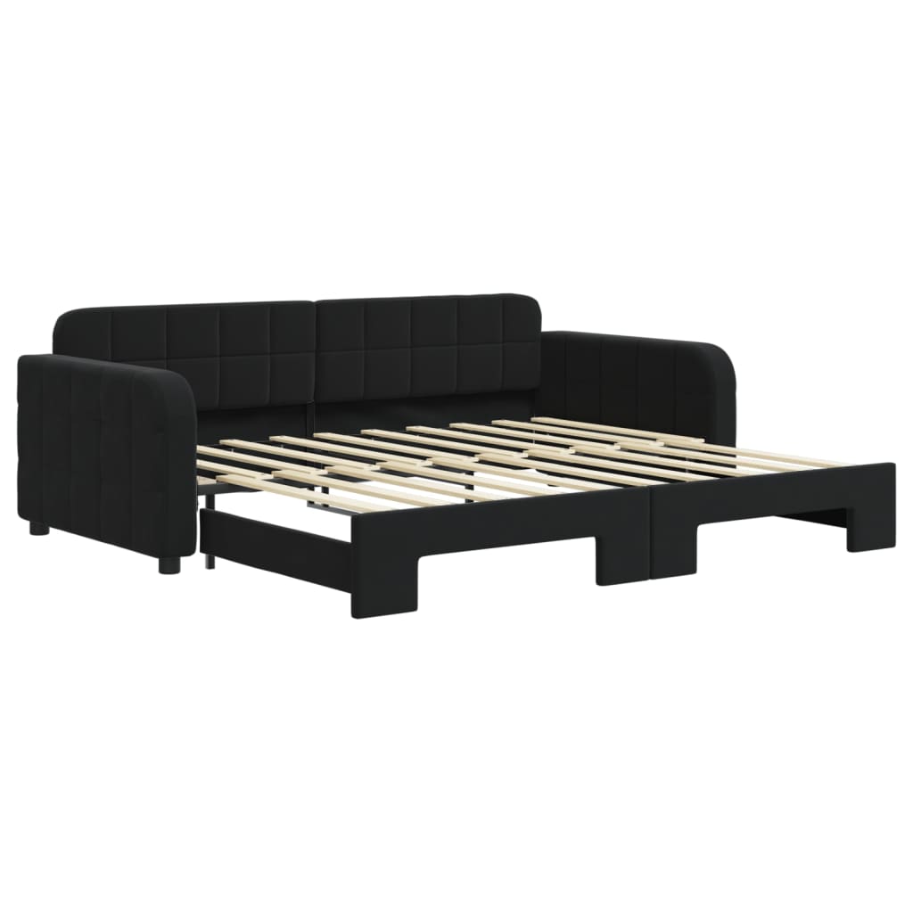 vidaXL Sofá-cama com gavetão 90x190 cm veludo preto