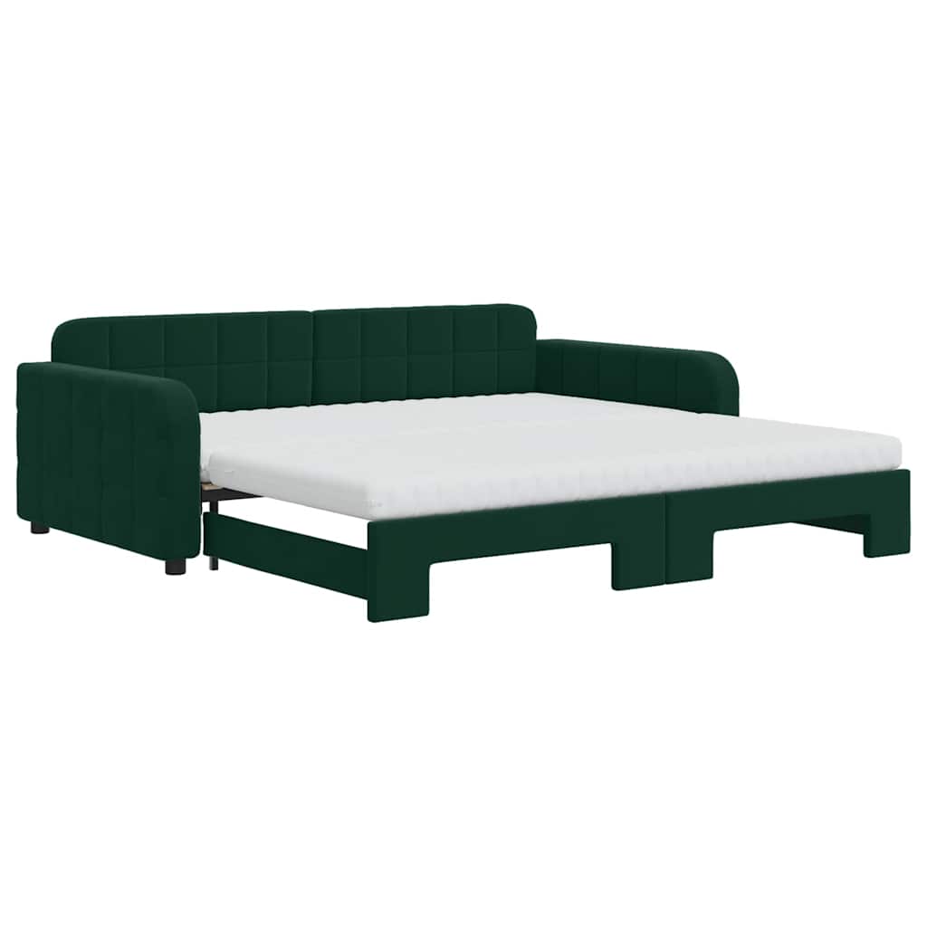 vidaXL Sofá-cama c/ gavetão e colchões 100x200cm veludo verde-escuro