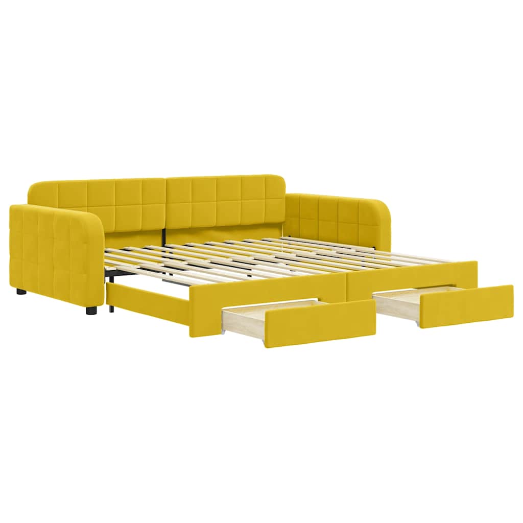 vidaXL Sofá-cama com gavetão e gavetas 100x200 cm veludo amarelo
