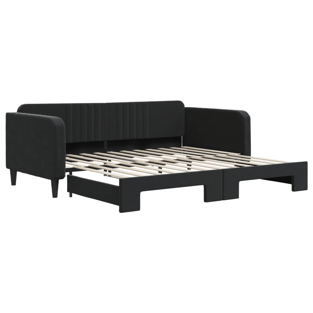 vidaXL Sofá-cama com gavetão 100x200 cm veludo preto