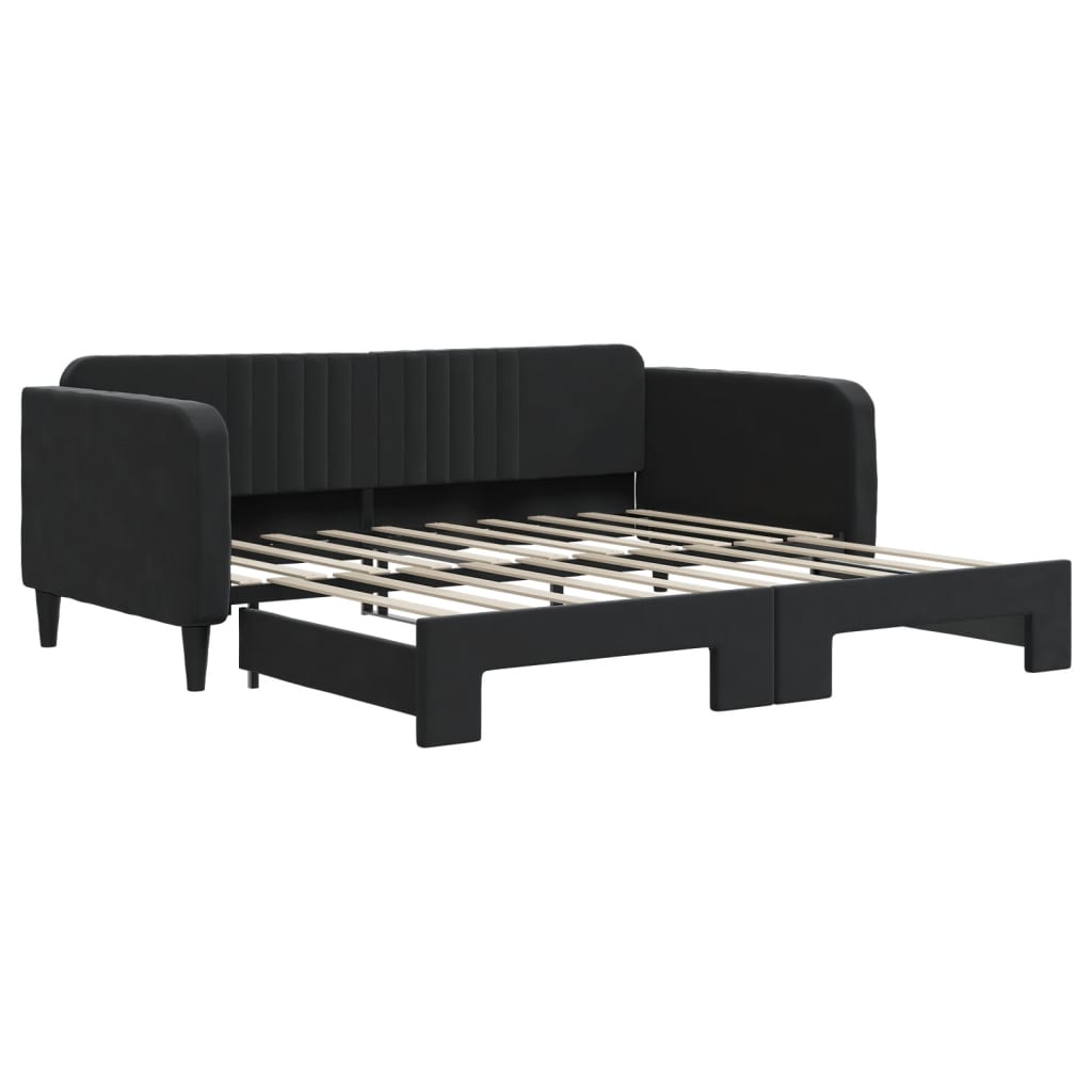 vidaXL Sofá-cama com gavetão 90x190 cm veludo preto