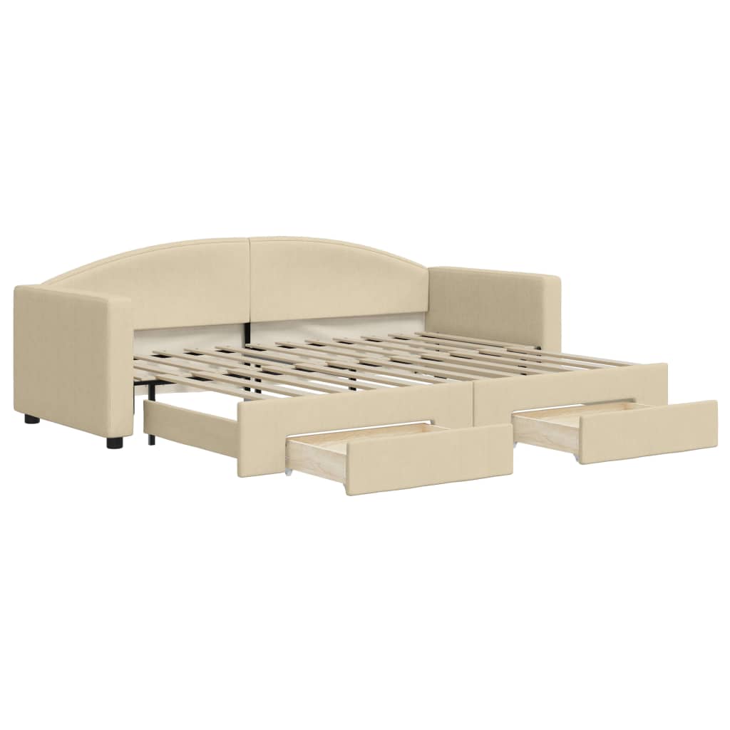 vidaXL Sofá-cama com gavetão e gavetas 80x200 cm tecido cor creme