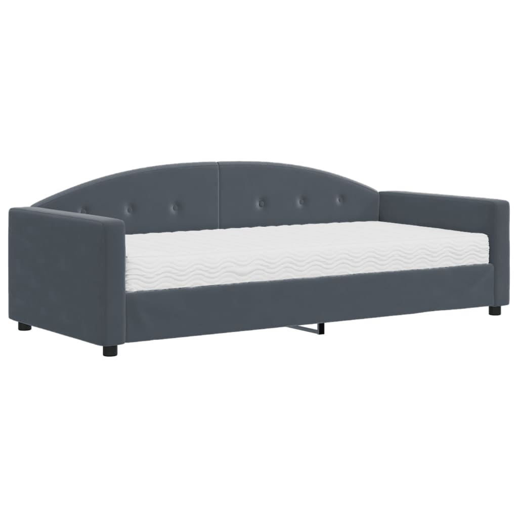 vidaXL Sofá-cama com colchão 90x200 cm veludo cinzento-escuro