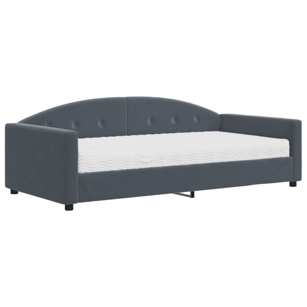 vidaXL Sofá-cama com colchão 100x200 cm veludo cinzento-escuro