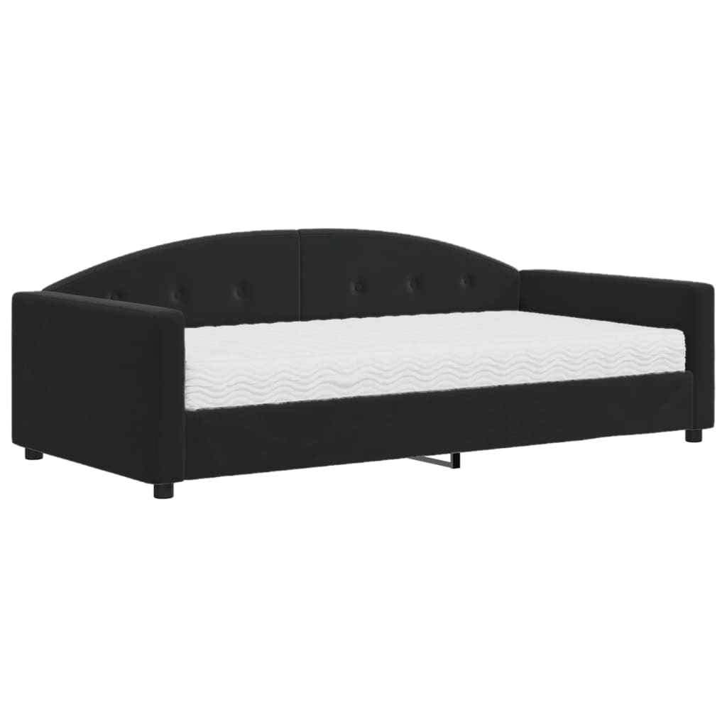 vidaXL Sofá-cama com colchão 100x200 cm veludo preto