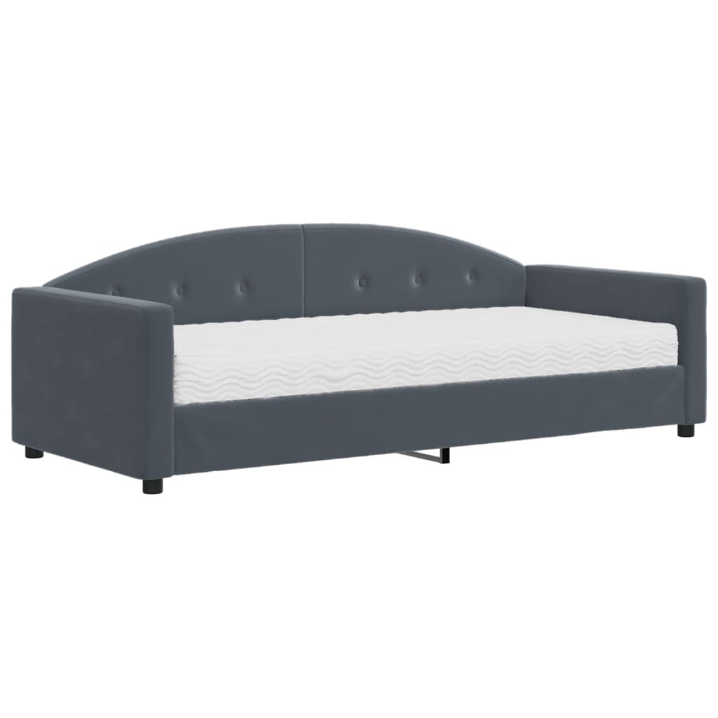 vidaXL Sofá-cama com colchão 90x190 cm veludo cinzento-escuro