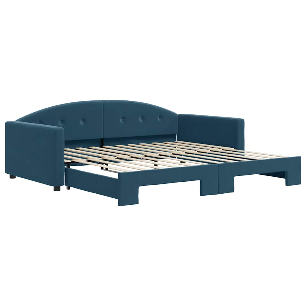 vidaXL Sofá-cama com gavetão 100x200 cm veludo azul
