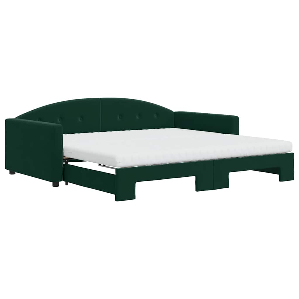 vidaXL Sofá-cama c/ gavetão e colchões 100x200cm veludo verde-escuro
