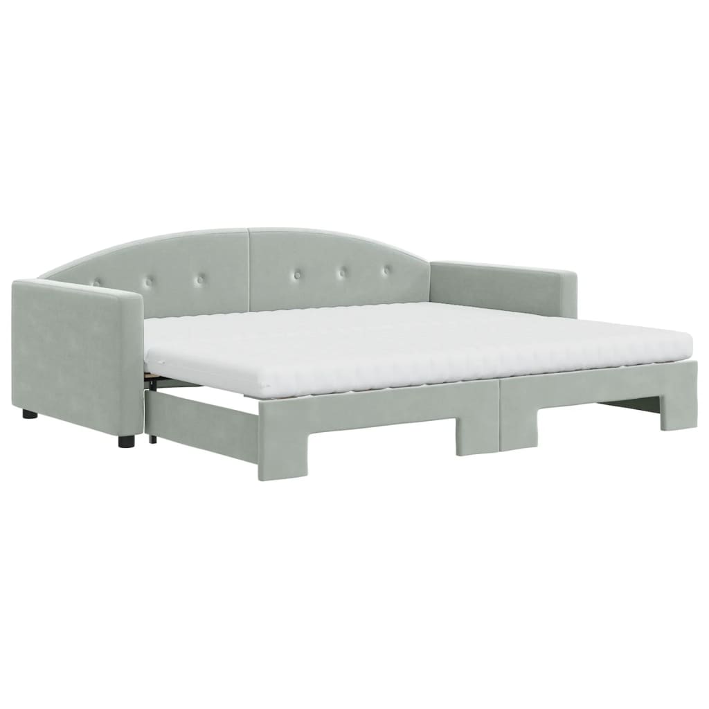 vidaXL Sofá-cama c/ gavetão e colchões 90x190 cm veludo cinzento-claro