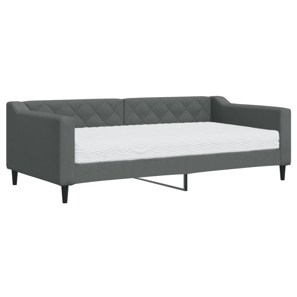 vidaXL Sofá-cama com colchão 90x190 cm tecido cinzento-escuro