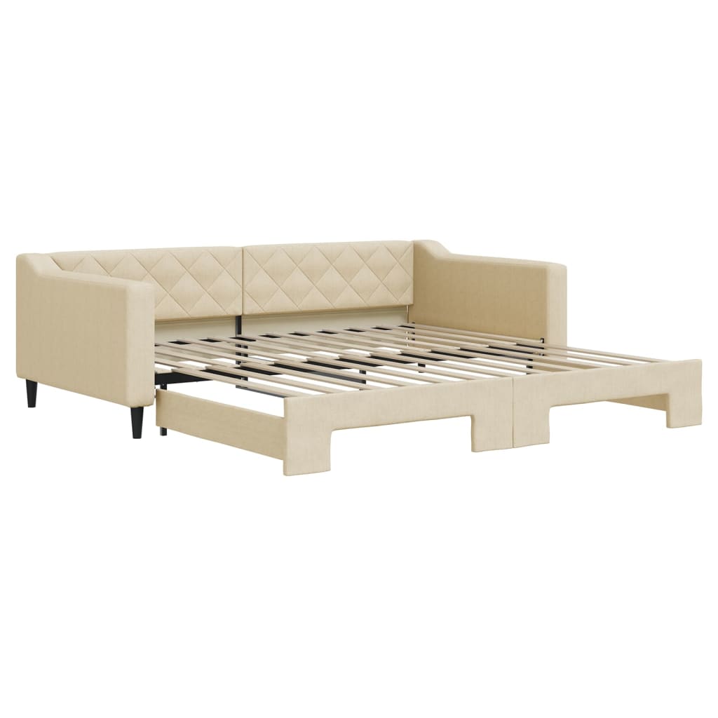 vidaXL Sofá-cama com gavetão 100x200 cm tecido cor creme