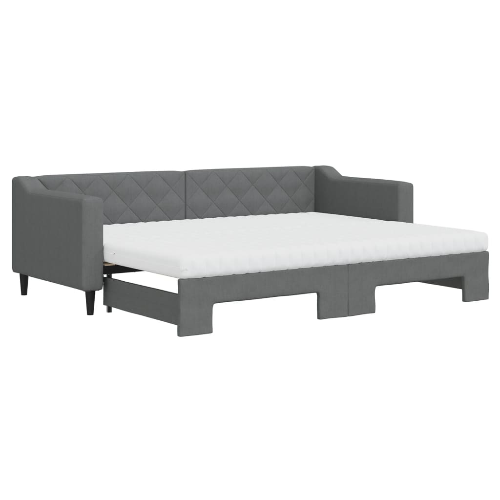 vidaXL Sofá-cama c/ gavetão e colchões 80x200cm tecido cinzento-escuro