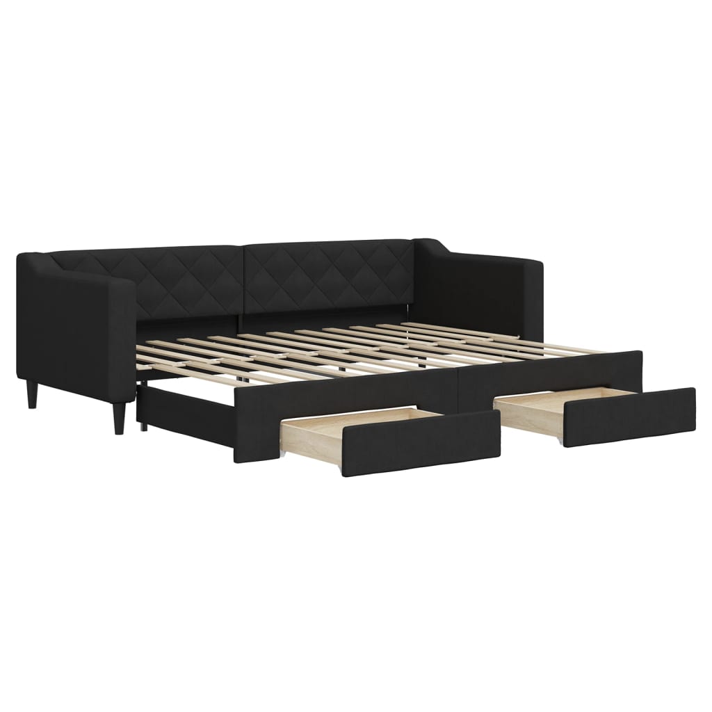 vidaXL Sofá-cama com gavetão e gavetas 80x200 cm tecido preto