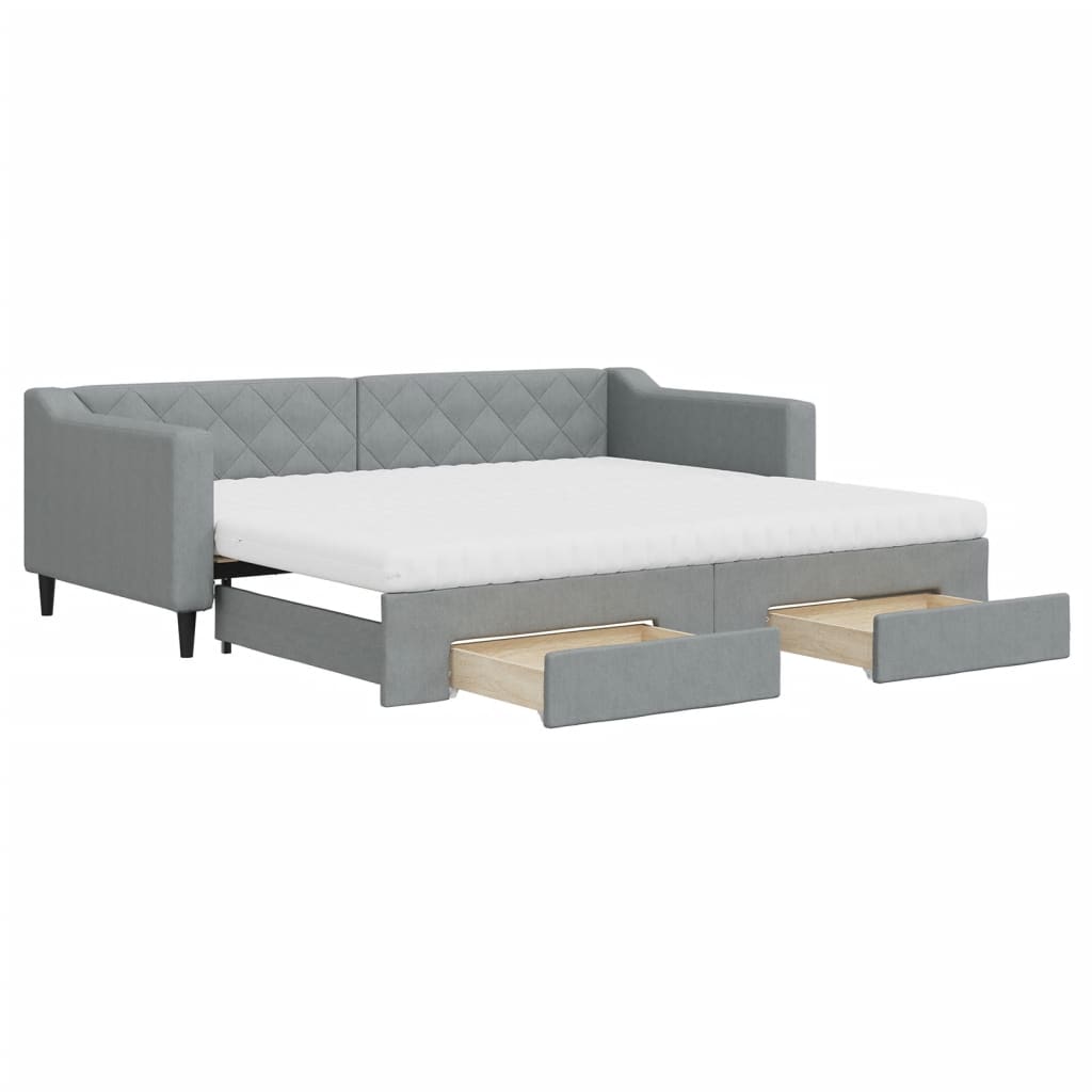 vidaXL Sofá-cama c/ gavetão e gavetas 90x200 cm tecido cinzento-claro