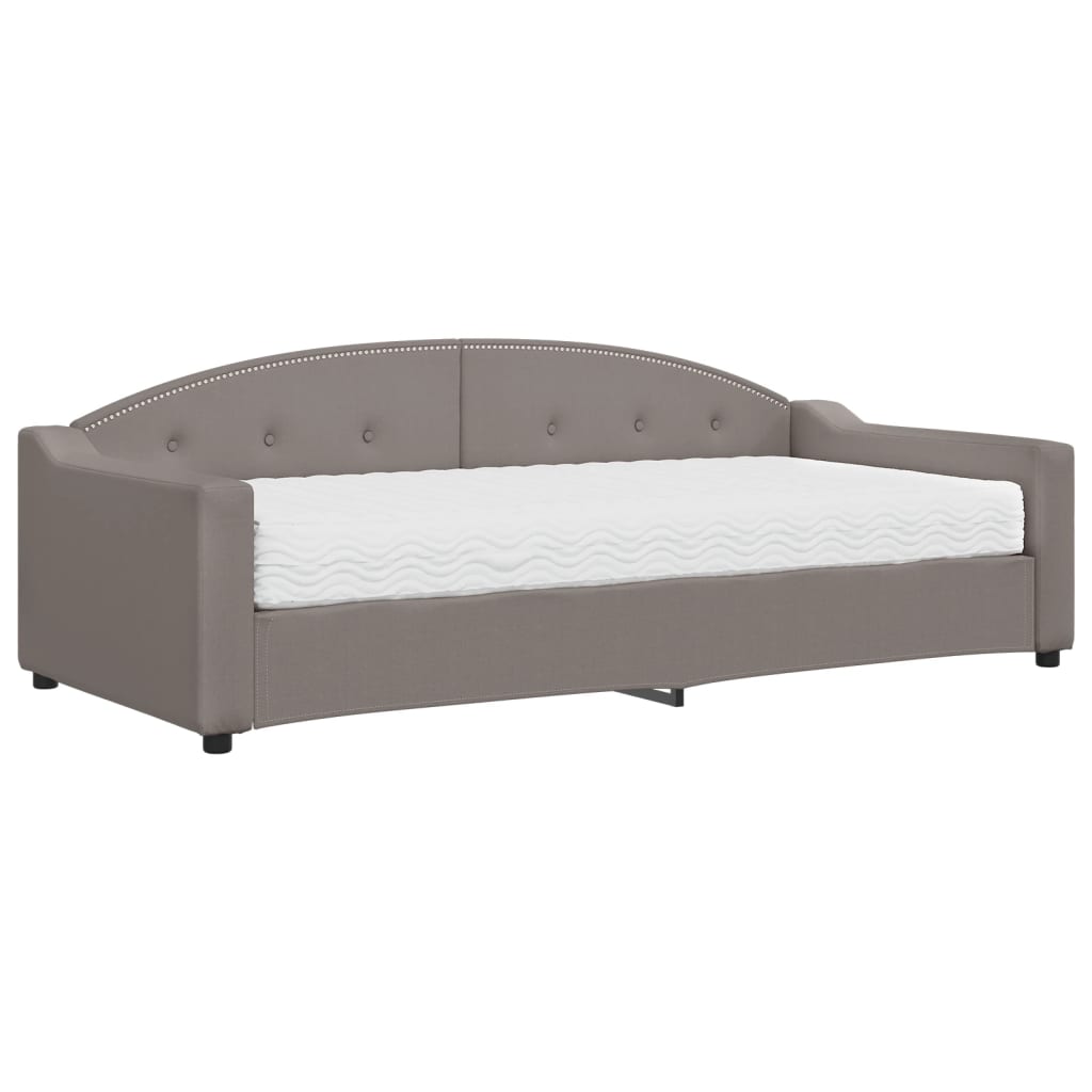 vidaXL Sofá-cama com colchão 90x200 cm tecido cinzento-acastanhado