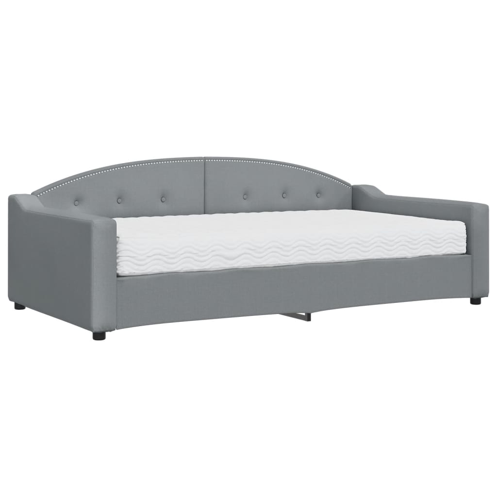 vidaXL Sofá-cama com colchão 100x200 cm tecido cinzento-claro