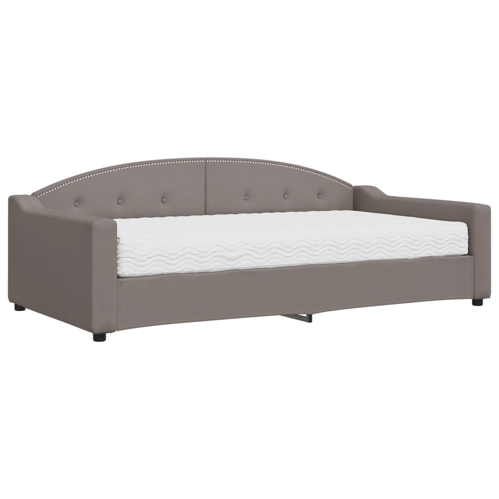 vidaXL Sofá-cama com colchão 100x200 cm tecido cinzento-acastanhado