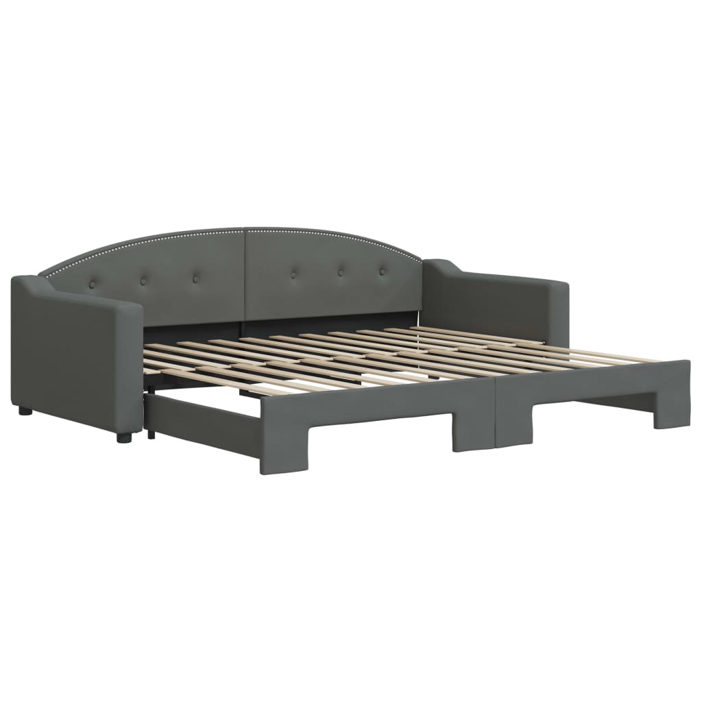 vidaXL Sofá-cama com gavetão 90x200 cm tecido cinzento-escuro