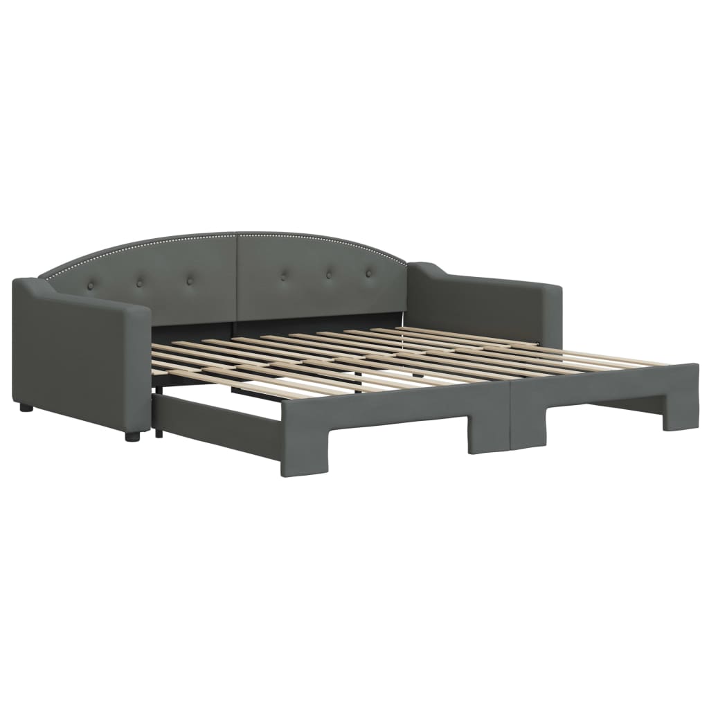 vidaXL Sofá-cama com gavetão 100x200 cm tecido cinzento-escuro