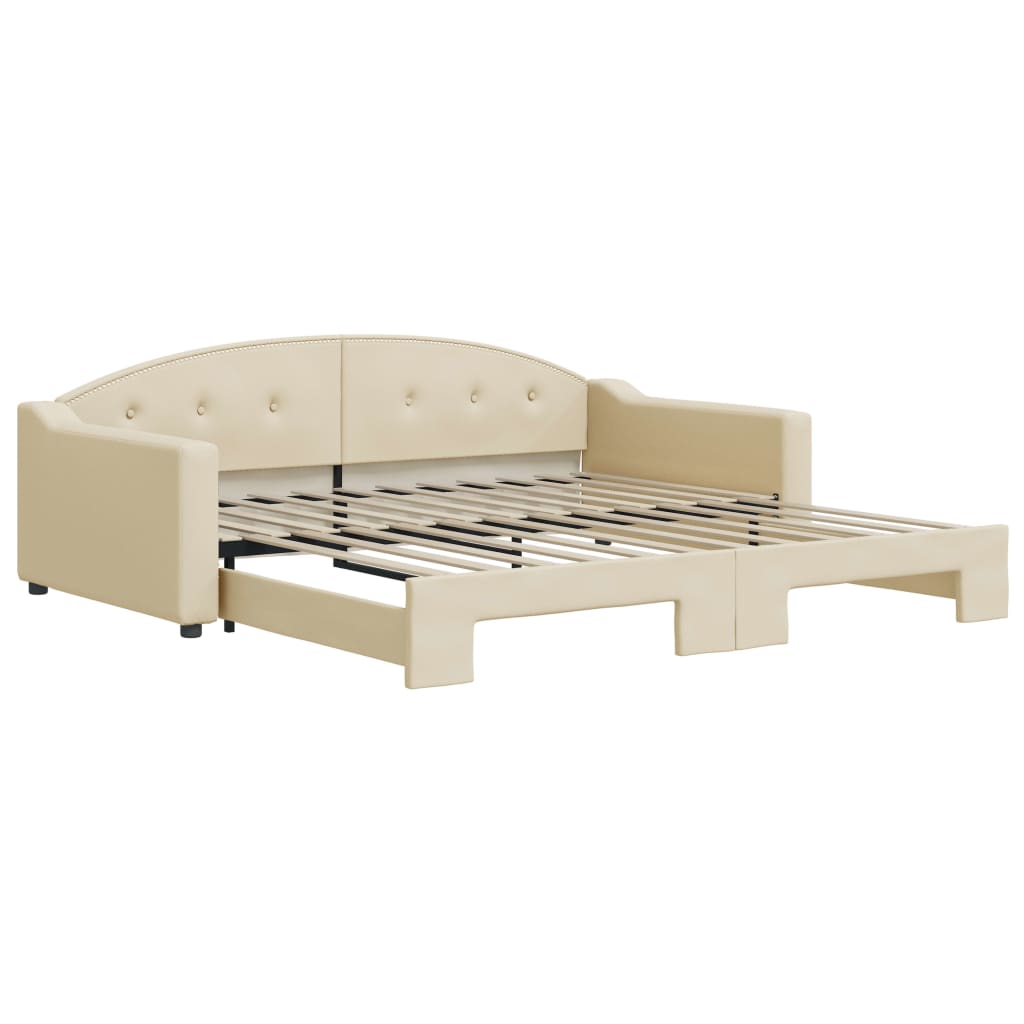 vidaXL Sofá-cama com gavetão 100x200 cm tecido cor creme
