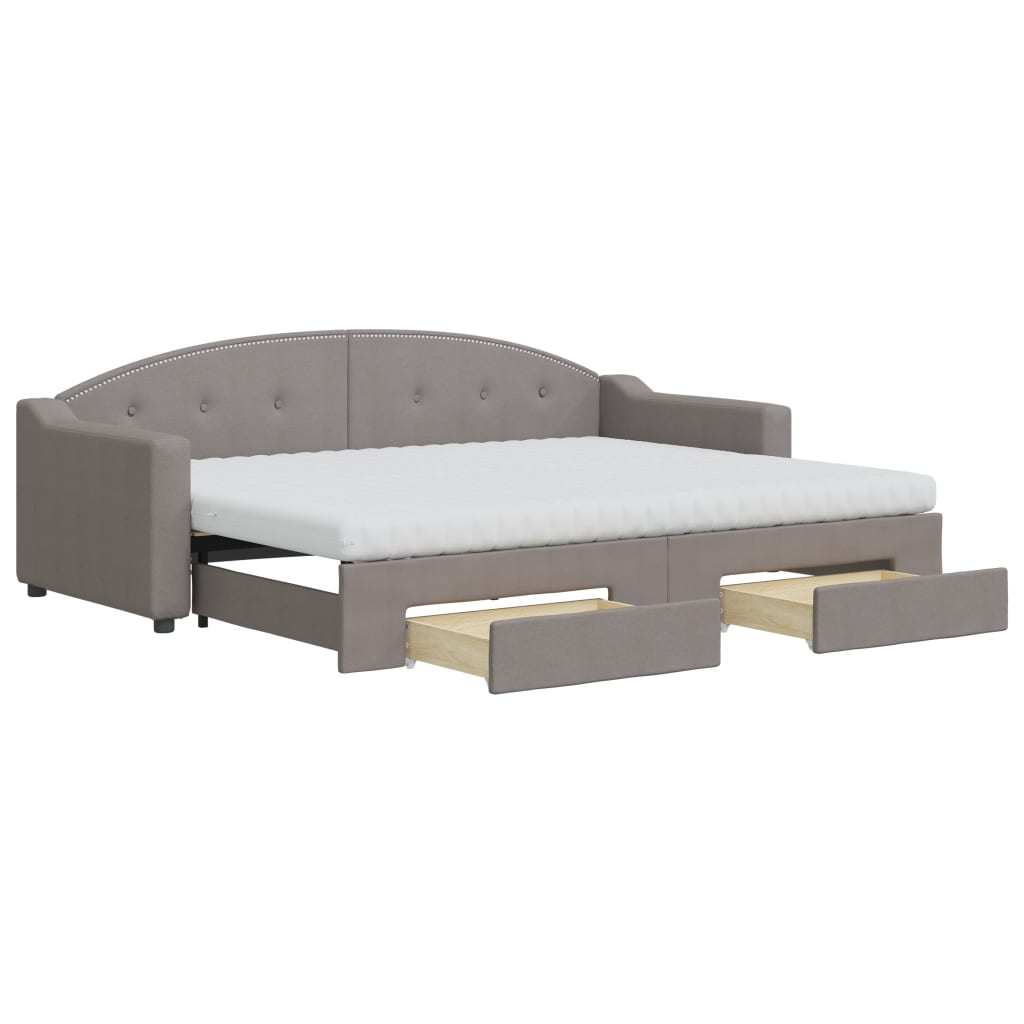 vidaXL Sofá-cama c/ gavetão/gavetas 80x200 cm tecido cinza-acastanhado