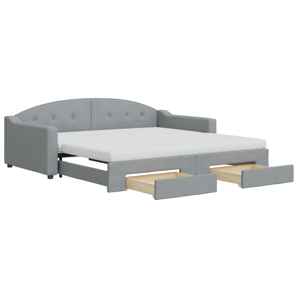 vidaXL Sofá-cama c/ gavetão e gavetas 100x200 cm tecido cinzento-claro