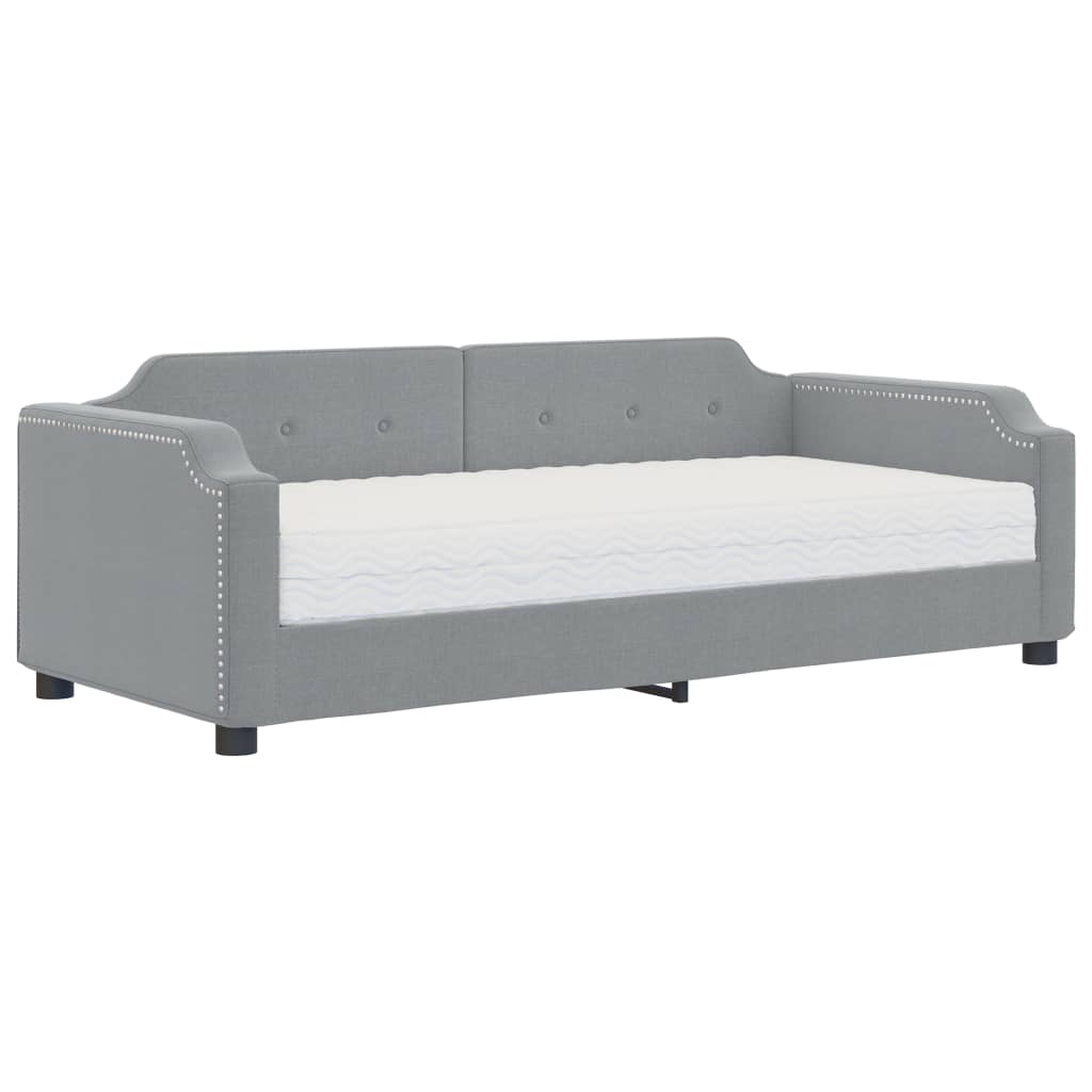 vidaXL Sofá-cama com colchão 100x200 cm tecido cinzento-claro