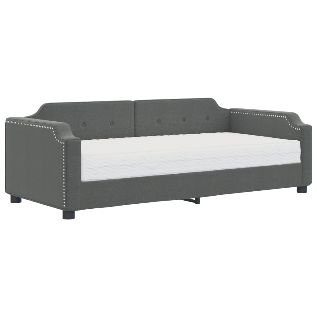 vidaXL Sofá-cama com colchão 90x190 cm tecido cinzento-escuro