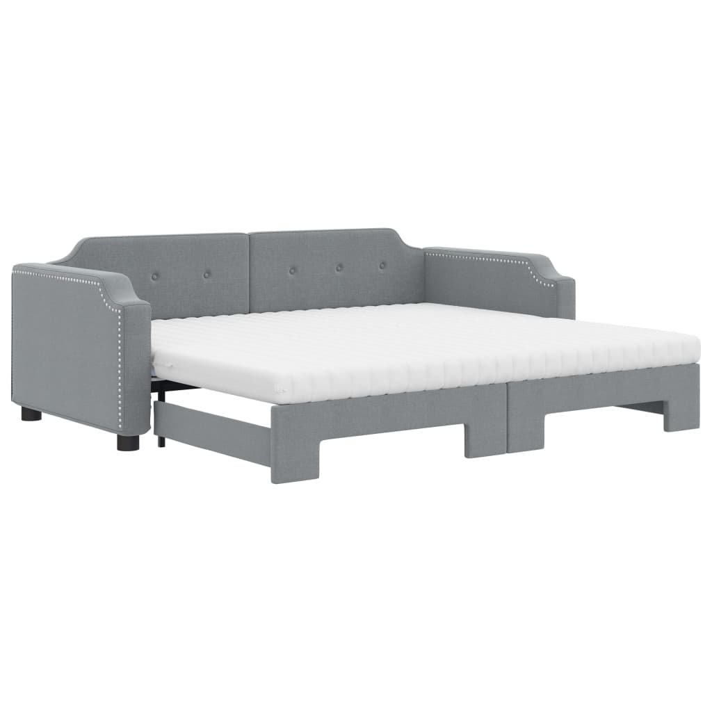 vidaXL Sofá-cama c/ gavetão e colchões 100x200cm tecido cinzento-claro