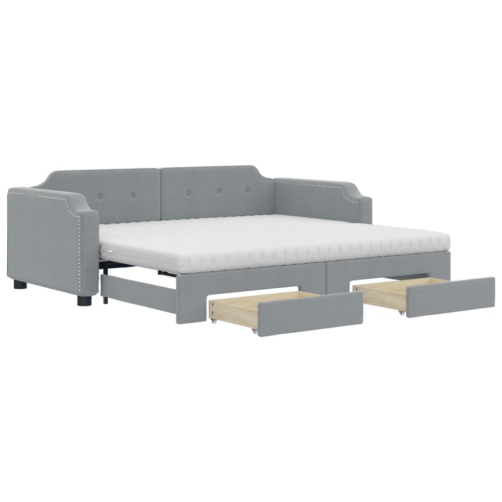 vidaXL Sofá-cama c/ gavetão e gavetas 100x200 cm tecido cinzento-claro