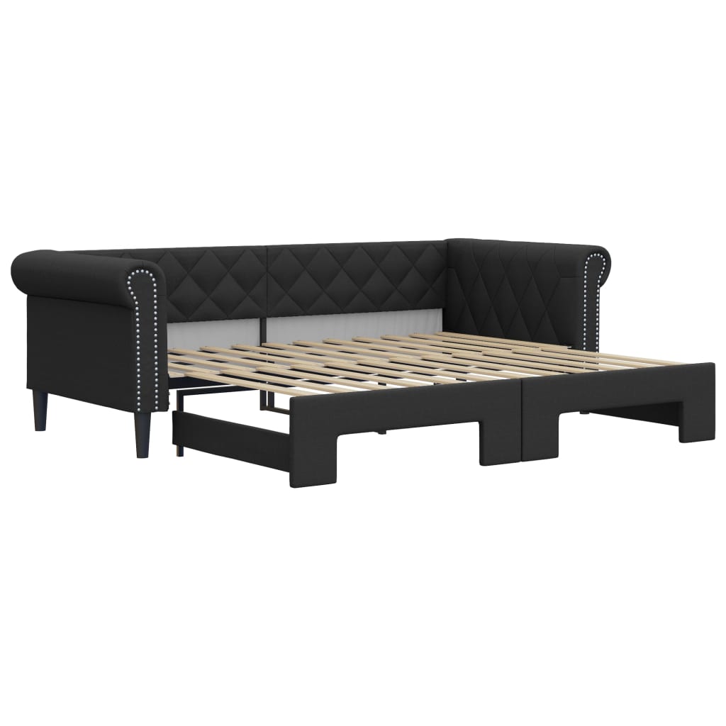 vidaXL Sofá-cama com gavetão 90x200 cm couro artificial preto