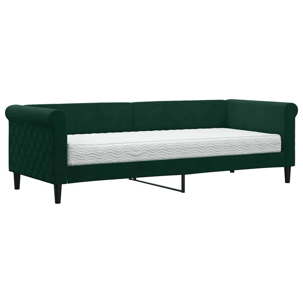 vidaXL Sofá-cama com colchão 80x200 cm veludo verde-escuro