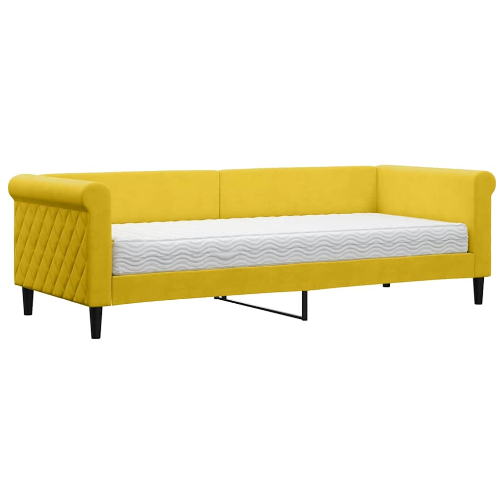 vidaXL Sofá-cama com colchão 80x200 cm veludo amarelo