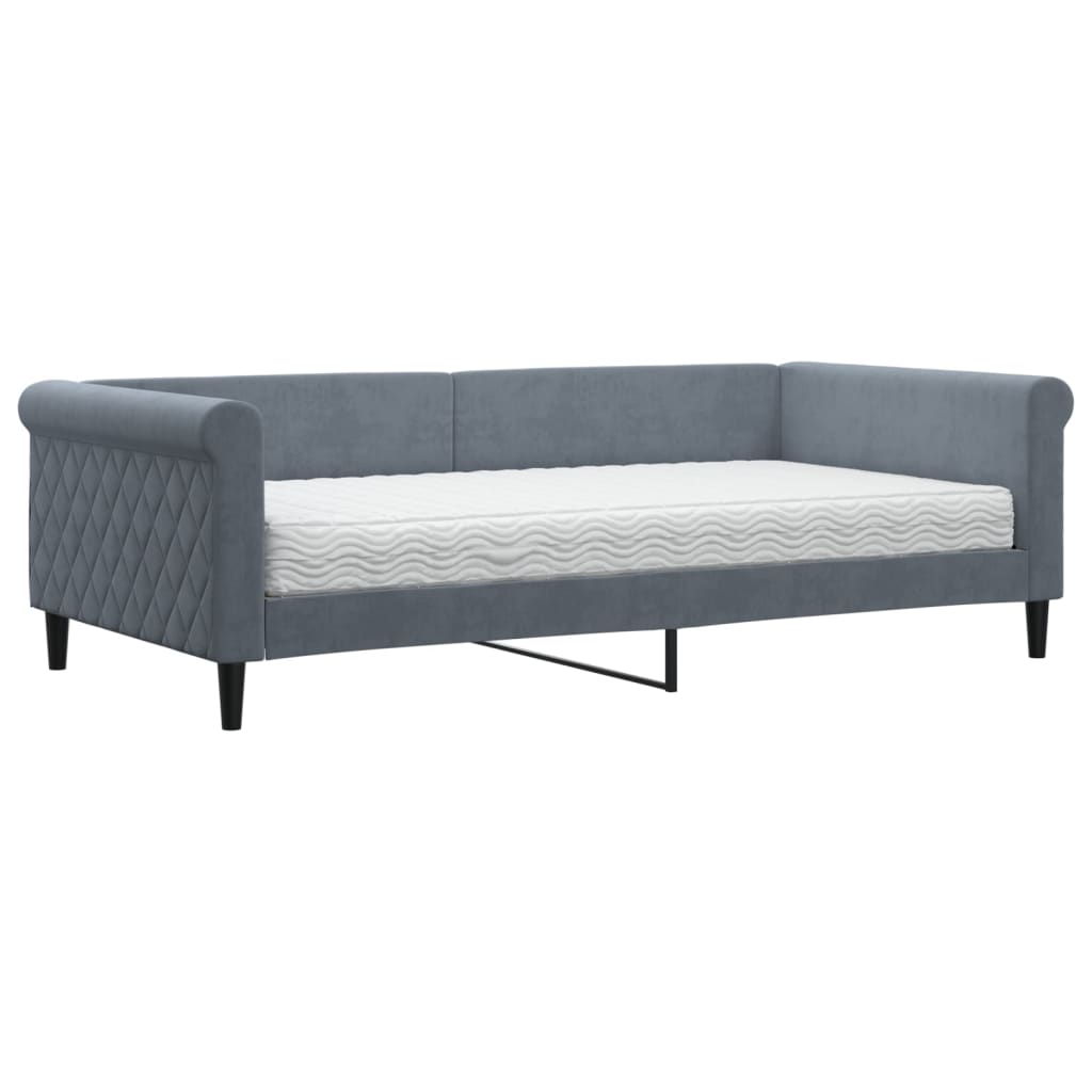 vidaXL Sofá-cama com colchão 100x200 cm veludo cinzento-escuro