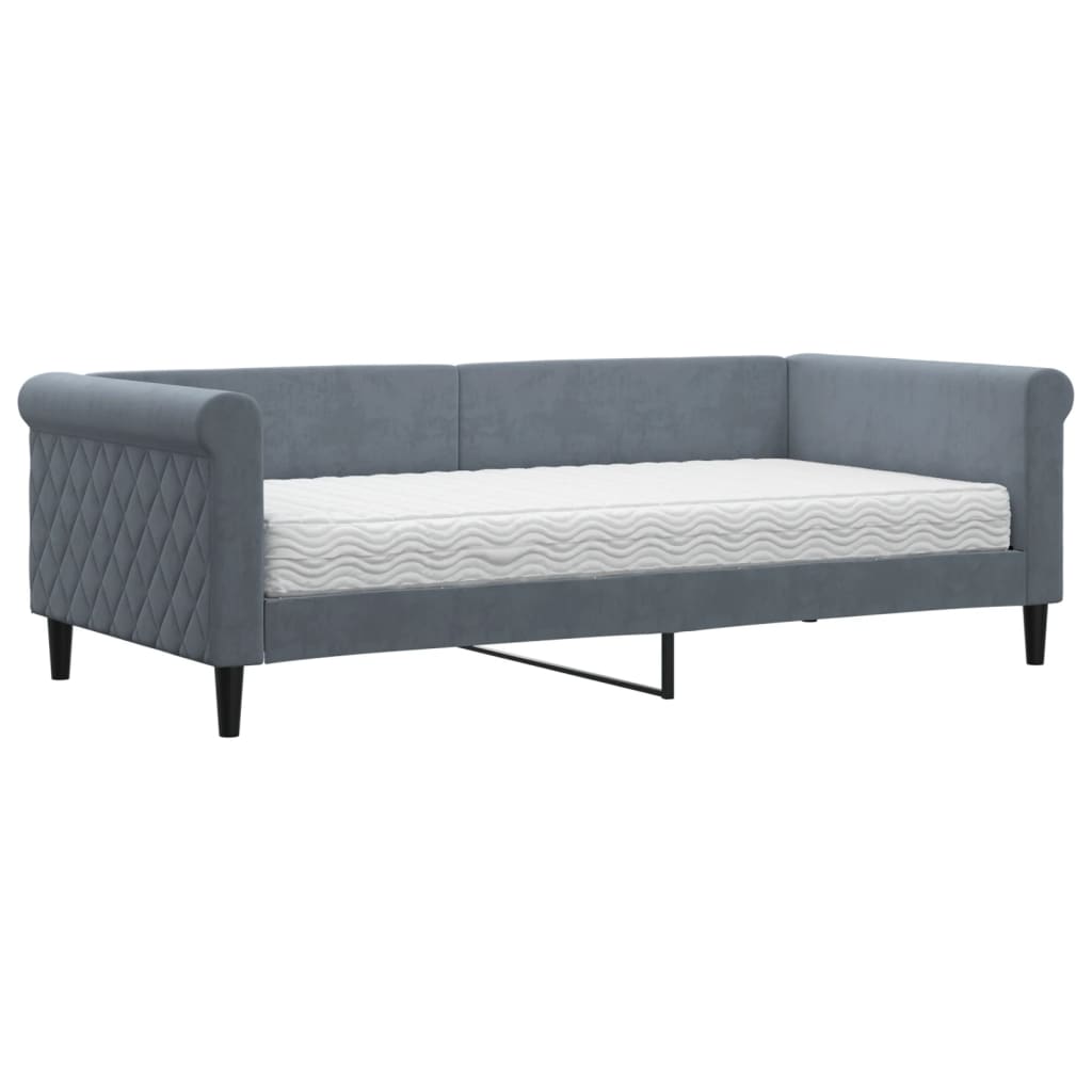 vidaXL Sofá-cama com colchão 90x190 cm veludo cinzento-escuro