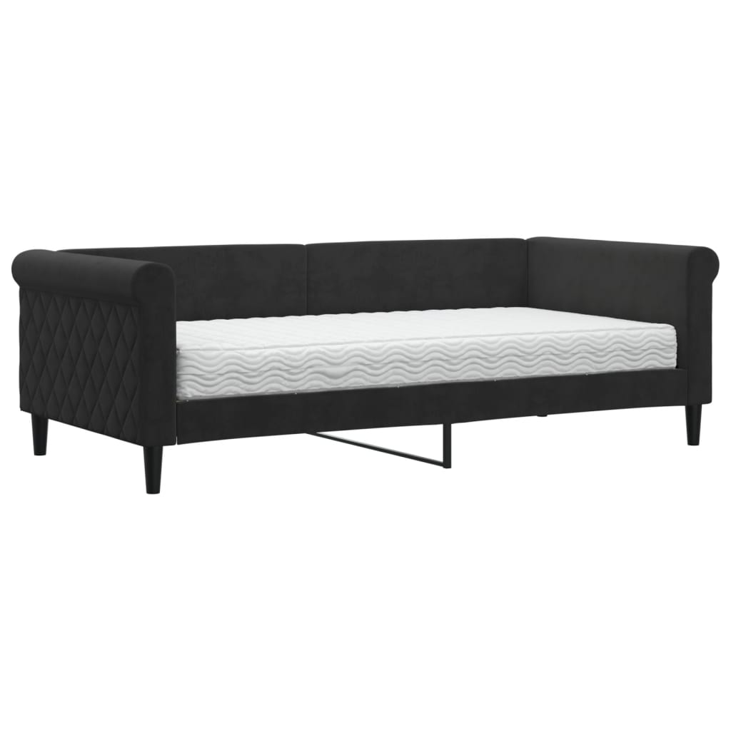 vidaXL Sofá-cama com colchão 90x190 cm veludo preto