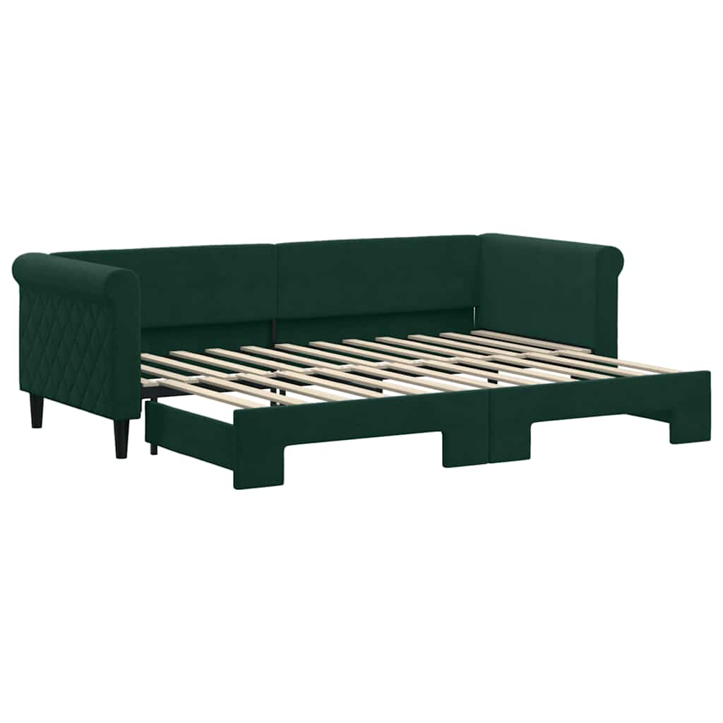 vidaXL Sofá-cama com gavetão 80x200 cm veludo verde-escuro