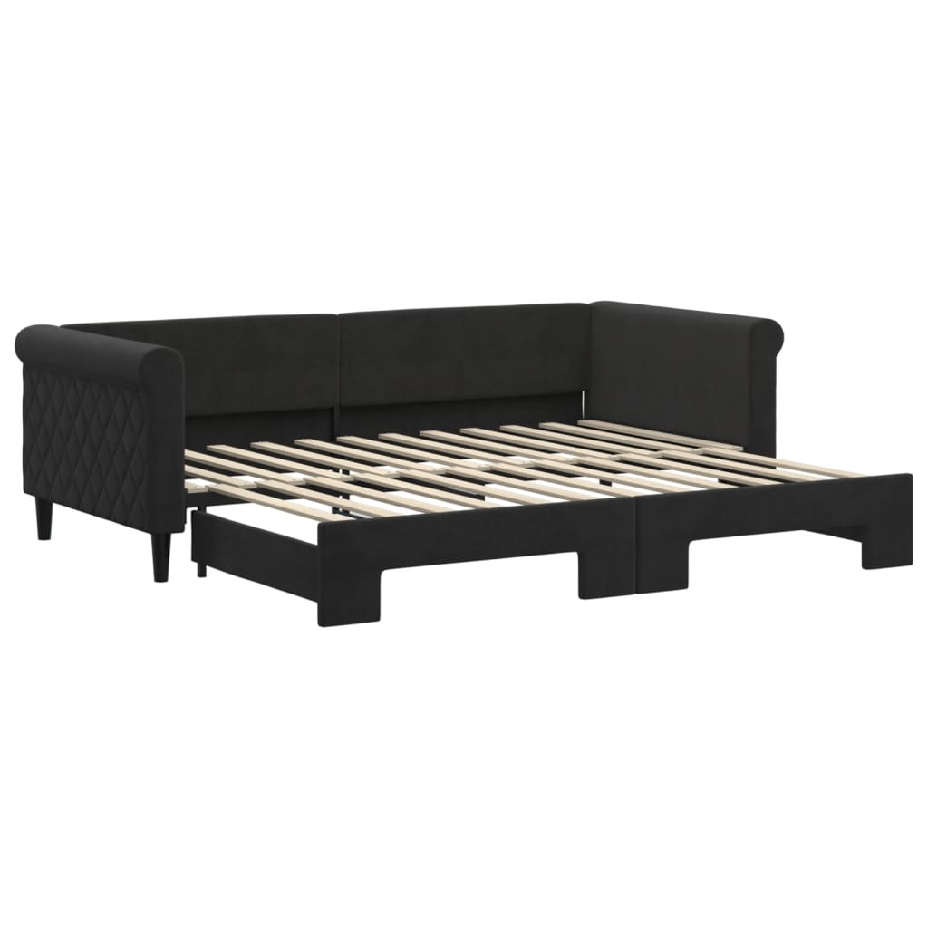 vidaXL Sofá-cama com gavetão 90x200 cm veludo preto