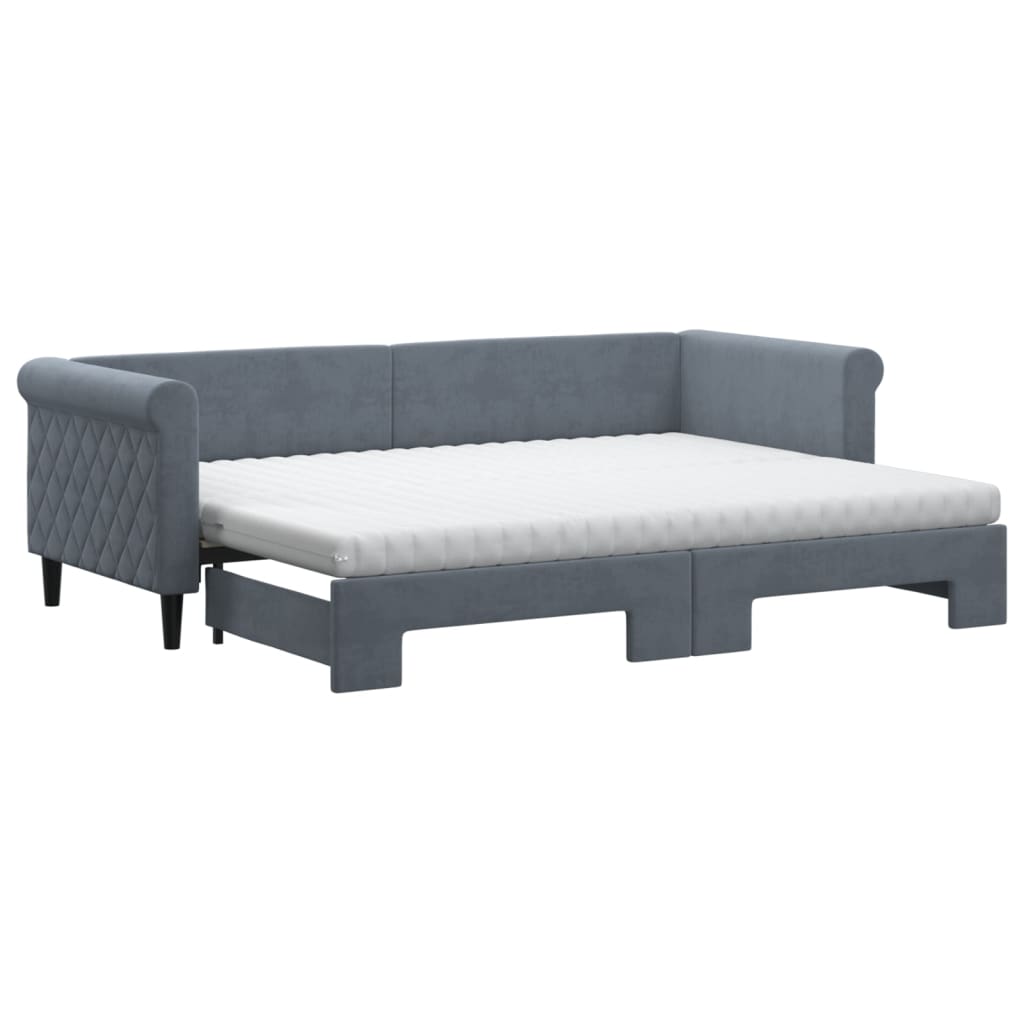 vidaXL Sofá-cama c/ gavetão e colchões 80x200cm veludo cinzento-escuro
