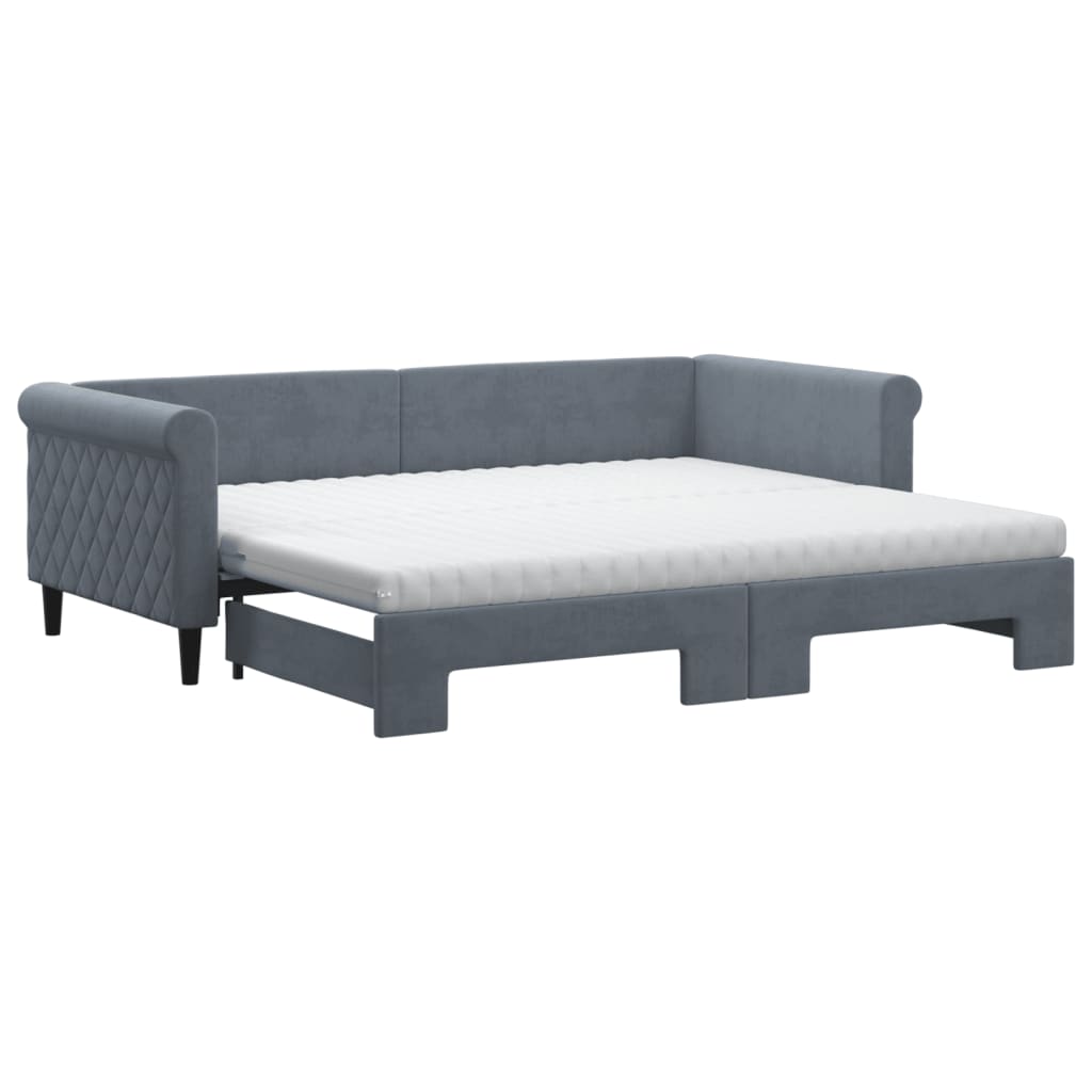 vidaXL Sofá-cama c/ gavetão e colchões 90x200cm veludo cinzento-escuro