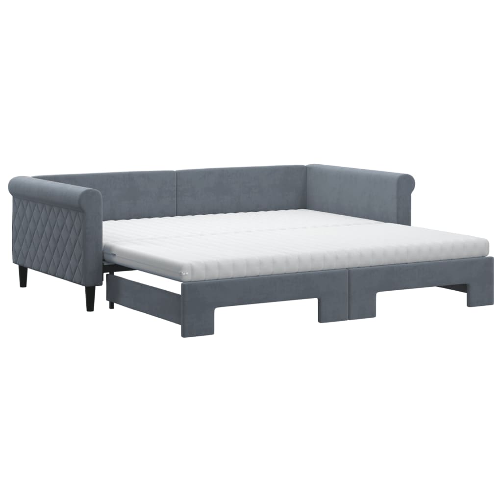 vidaXL Sofá-cama c/ gavetão/colchões 100x200 cm veludo cinzento-escuro