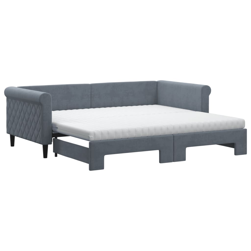 vidaXL Sofá-cama c/ gavetão e colchões 90x190cm veludo cinzento-escuro