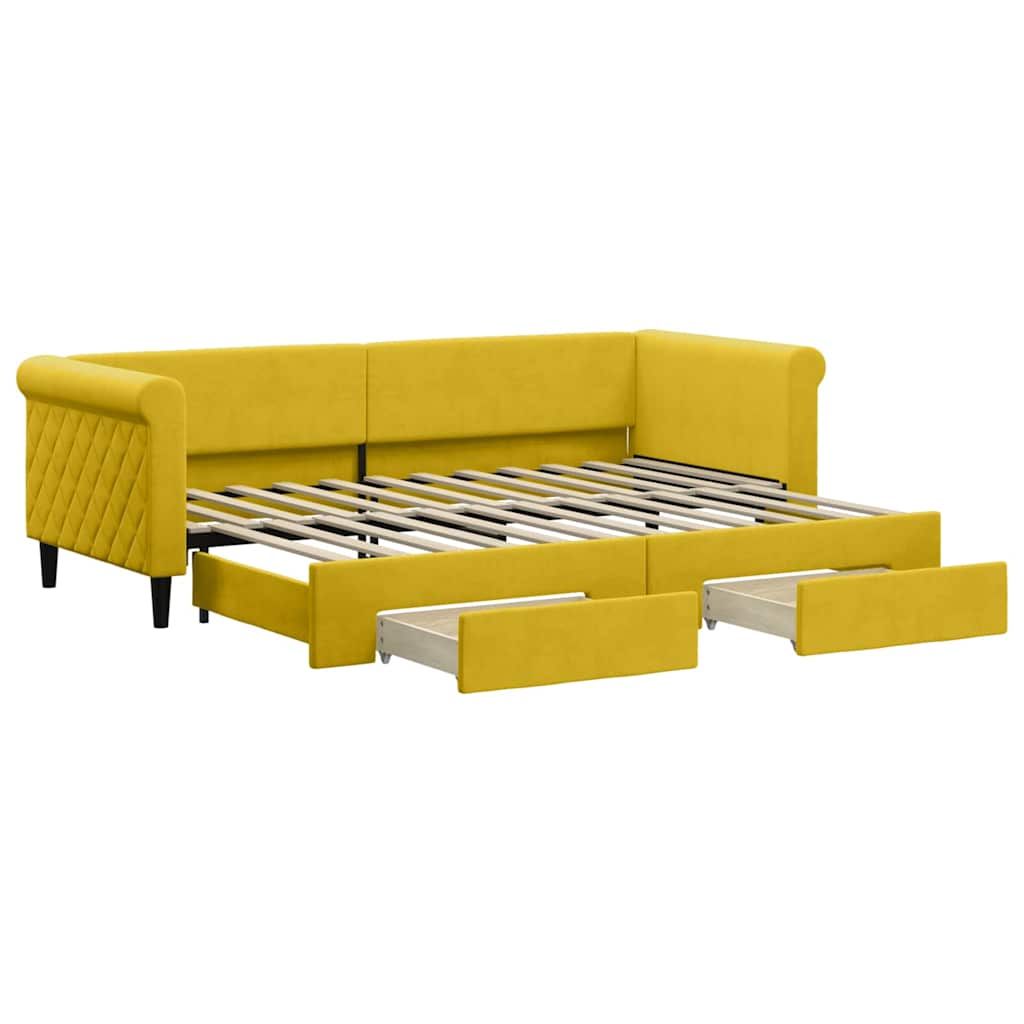 vidaXL Sofá-cama com gavetão e gavetas 80x200 cm veludo amarelo