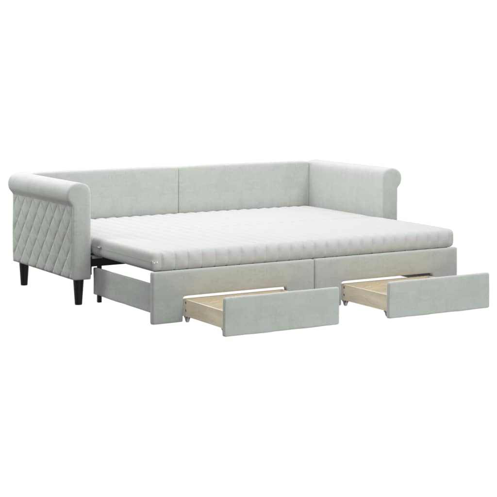 vidaXL Sofá-cama c/ gavetão e gavetas 80x200 cm veludo cinzento-claro