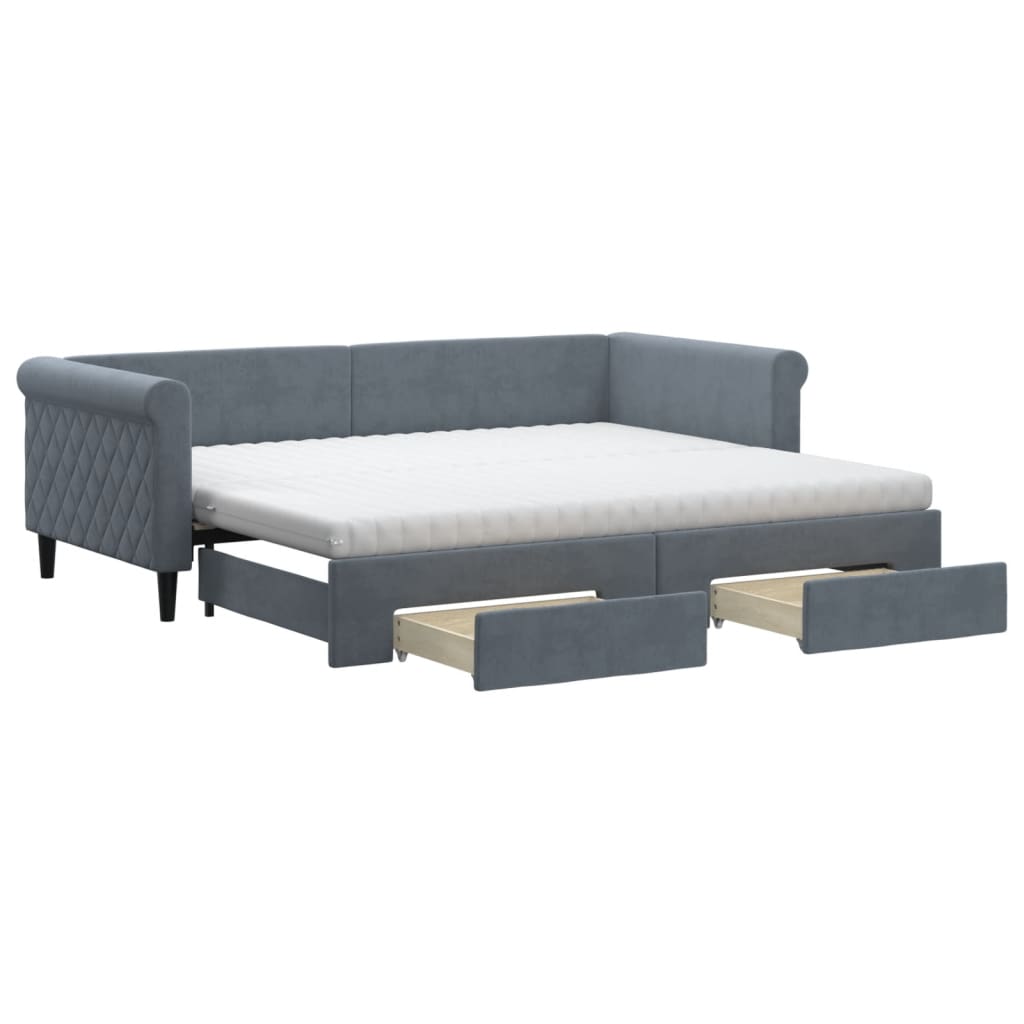 vidaXL Sofá-cama c/ gavetão e gavetas 90x200 cm veludo cinzento-escuro