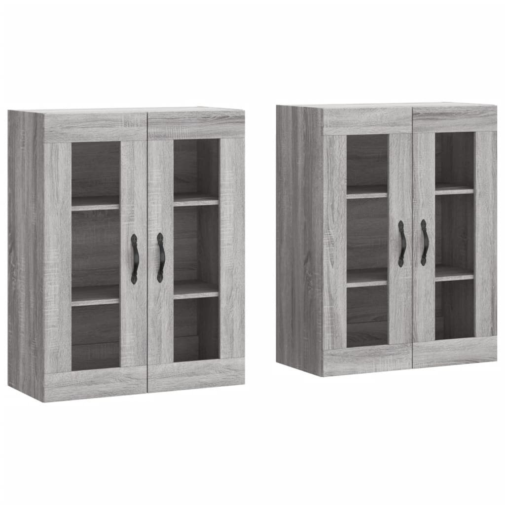 vidaXL Móveis de parede 2 pcs derivados de madeira cinzento sonoma