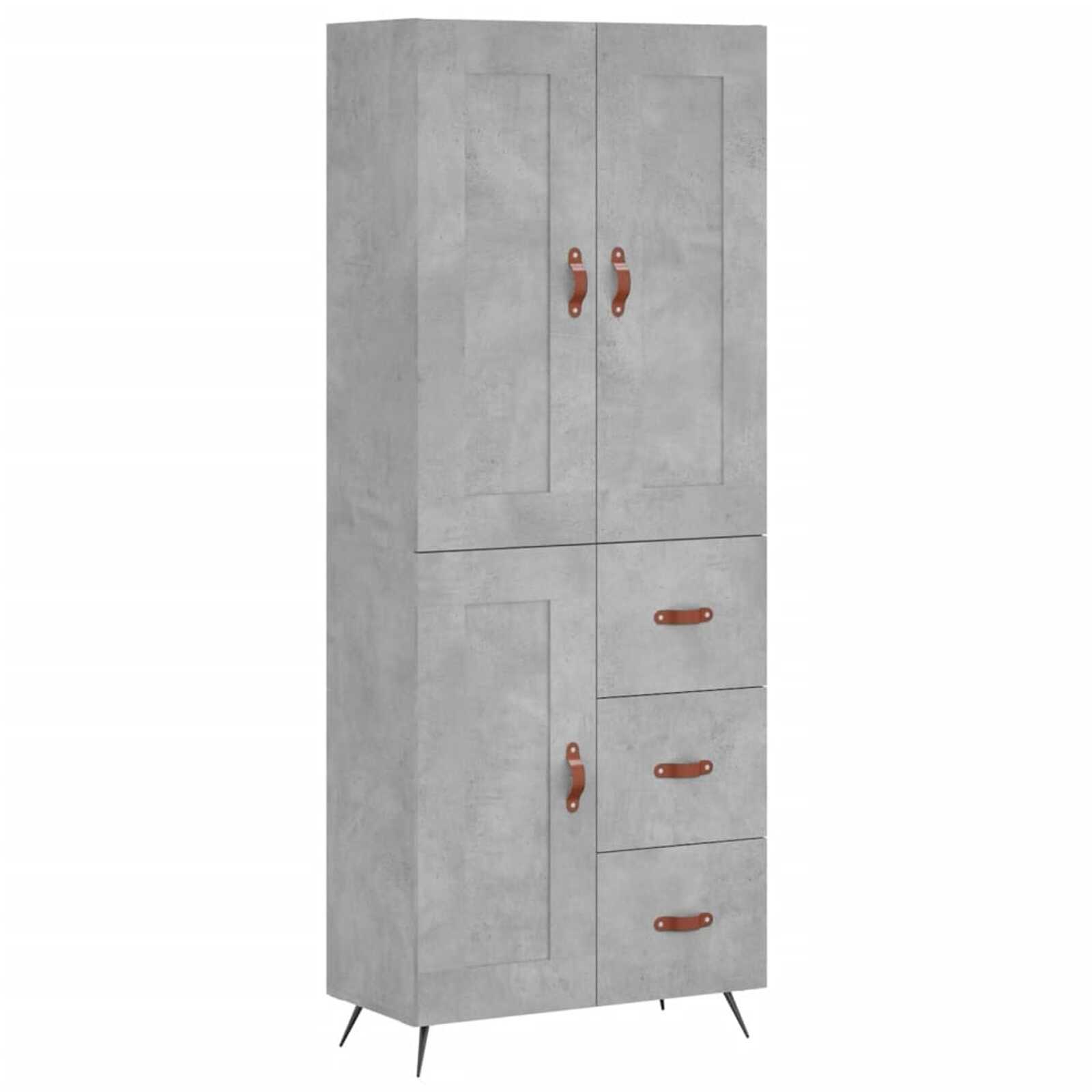 vidaXL Armário alto 69,5x34x180 cm derivados de madeira cinza cimento