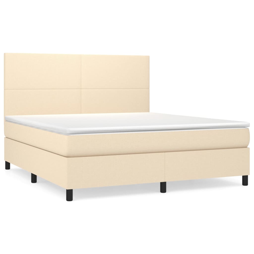 vidaXL Cama com molas/colchão 180x200 cm tecido cor creme