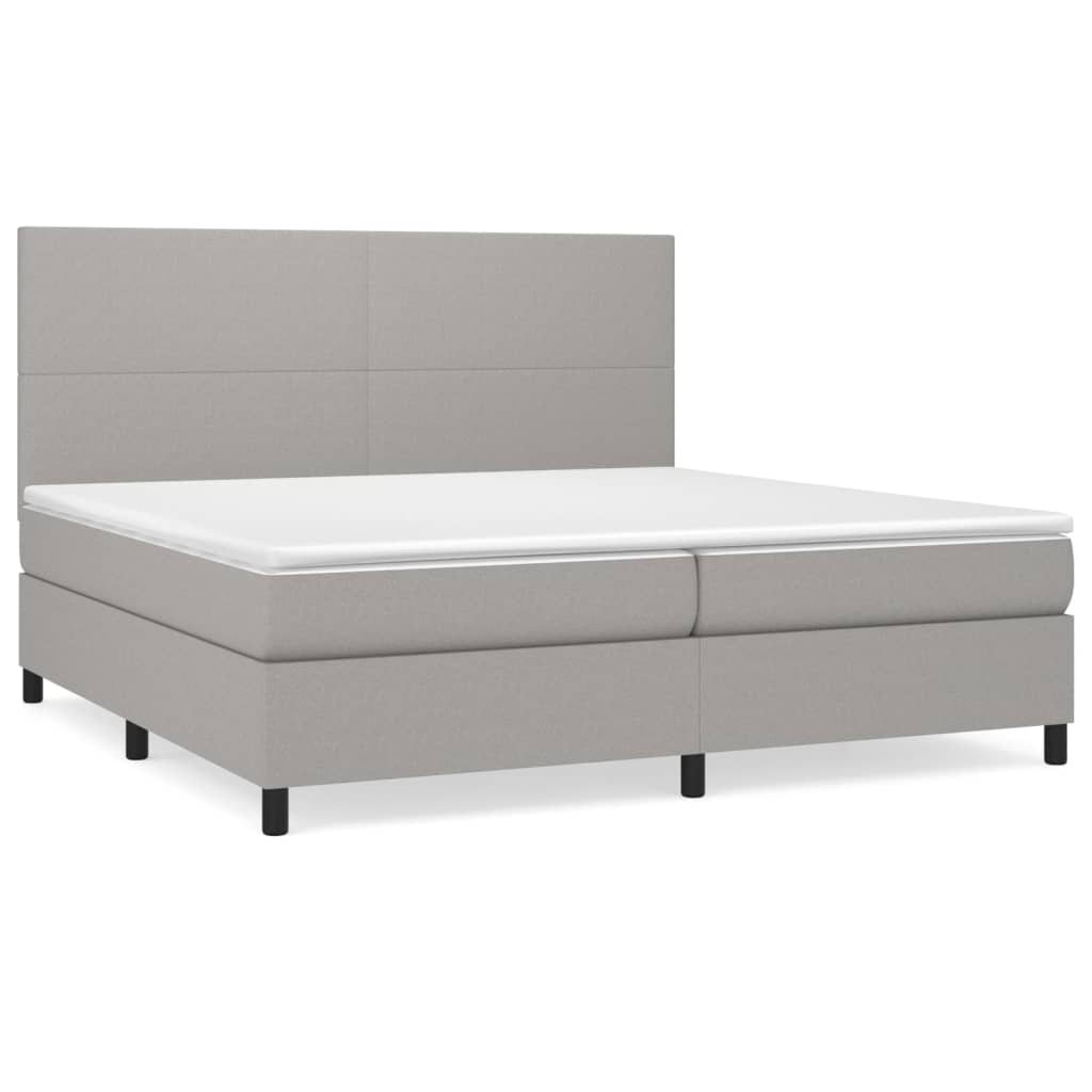 vidaXL Cama com molas/colchão 200x200 cm tecido cinza-claro