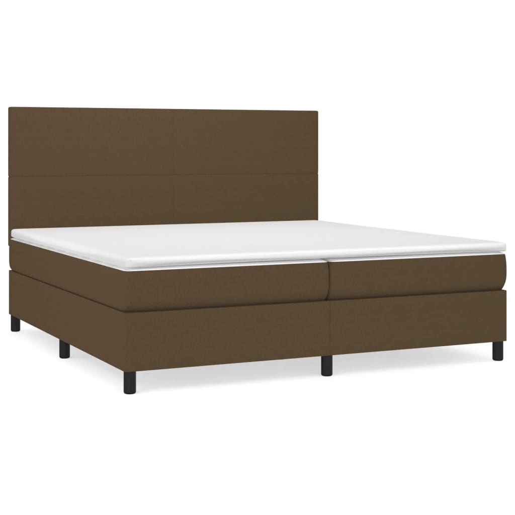 vidaXL Cama com molas/colchão 200x200 cm tecido castanho-escuro